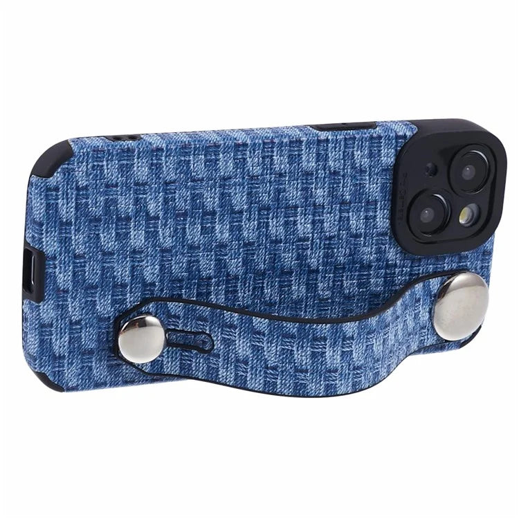 For iPhone 13 6.1 inch Cover Cloth Coated TPU Shell Wristband Cell Phone Case