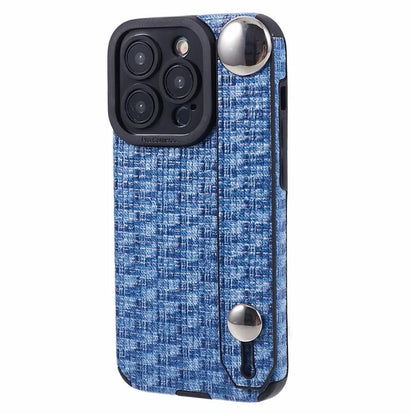Back Shell for iPhone 15 Pro Max Cover Wristband Cloth Coated TPU Cell Phone Case