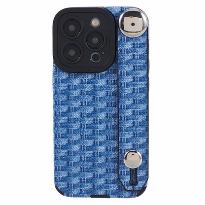 Back Shell for iPhone 15 Pro Max Cover Wristband Cloth Coated TPU Cell Phone Case