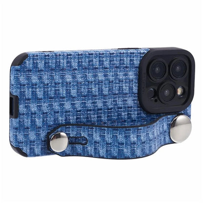 Back Shell for iPhone 15 Pro Max Cover Wristband Cloth Coated TPU Cell Phone Case