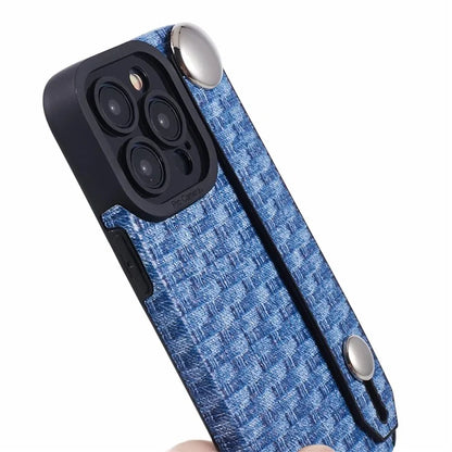 Back Shell for iPhone 15 Pro Max Cover Wristband Cloth Coated TPU Cell Phone Case