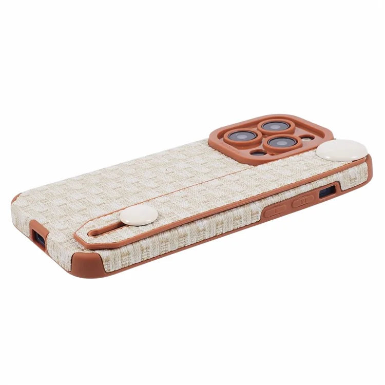Back Shell for iPhone 15 Pro Max Cover Wristband Cloth Coated TPU Cell Phone Case