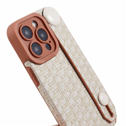 Back Shell for iPhone 15 Pro Max Cover Wristband Cloth Coated TPU Cell Phone Case
