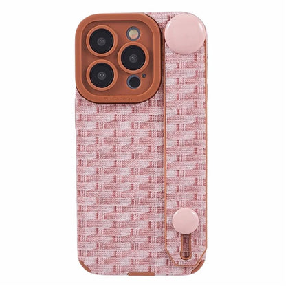 Back Shell for iPhone 15 Pro Max Cover Wristband Cloth Coated TPU Cell Phone Case