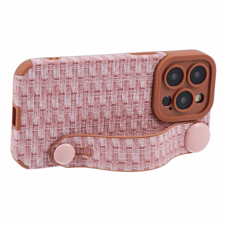 Back Shell for iPhone 15 Pro Max Cover Wristband Cloth Coated TPU Cell Phone Case