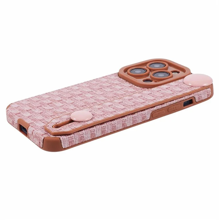 Back Shell for iPhone 15 Pro Max Cover Wristband Cloth Coated TPU Cell Phone Case