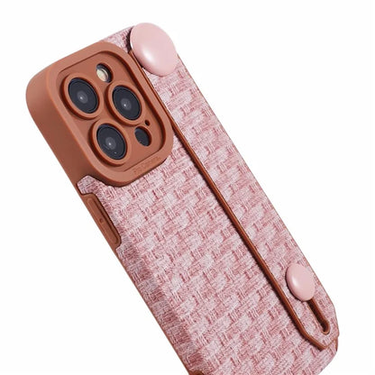 Back Shell for iPhone 15 Pro Max Cover Wristband Cloth Coated TPU Cell Phone Case