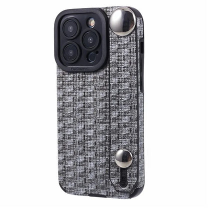 Back Shell for iPhone 15 Pro Max Cover Wristband Cloth Coated TPU Cell Phone Case