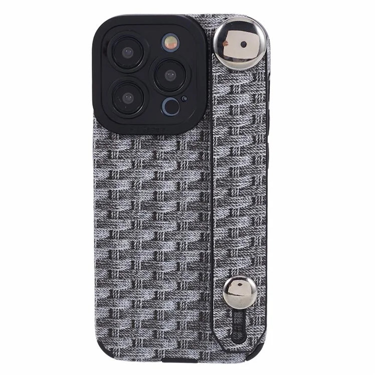 Back Shell for iPhone 15 Pro Max Cover Wristband Cloth Coated TPU Cell Phone Case