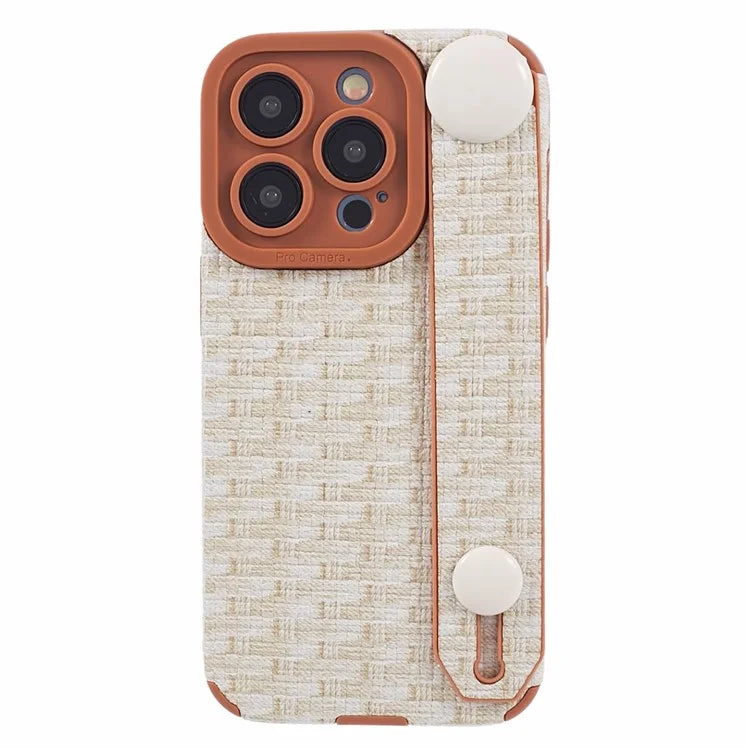 For iPhone 14 Pro Cover Wristband Anti-fall Cloth Coated TPU Cell Phone Case