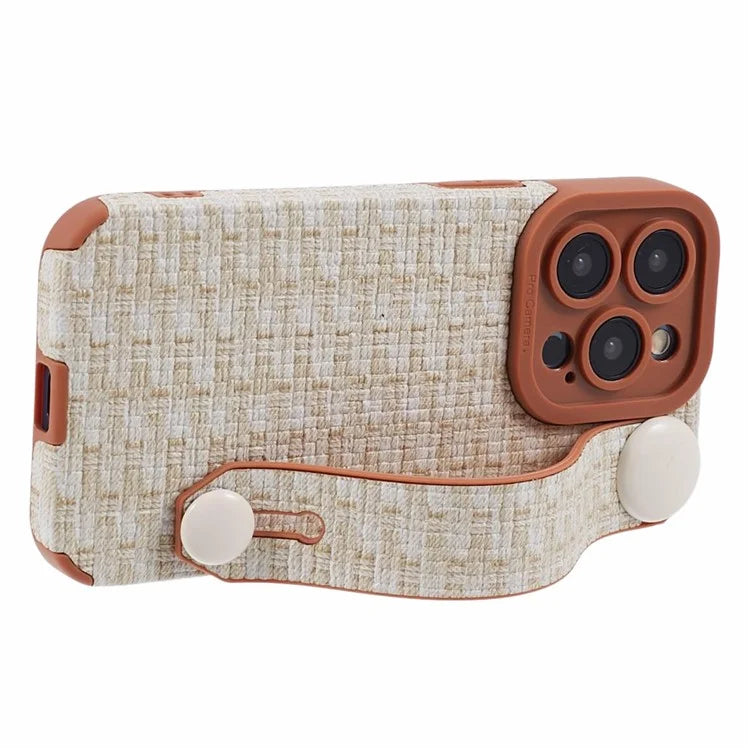 For iPhone 14 Pro Cover Wristband Anti-fall Cloth Coated TPU Cell Phone Case