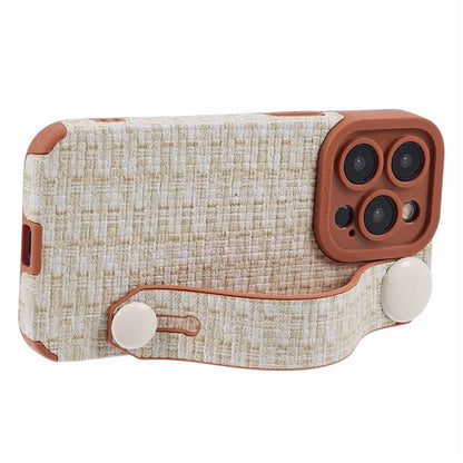For iPhone 14 Pro Cover Wristband Anti-fall Cloth Coated TPU Cell Phone Case