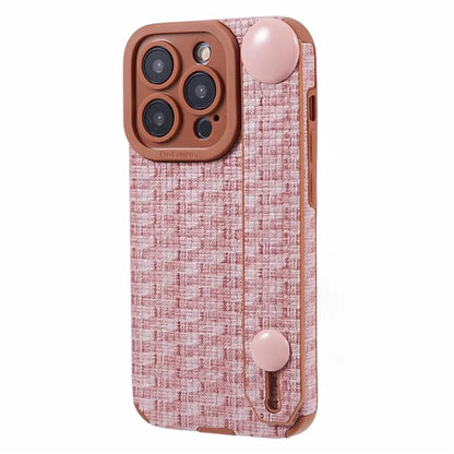 For iPhone 14 Pro Cover Wristband Anti-fall Cloth Coated TPU Cell Phone Case