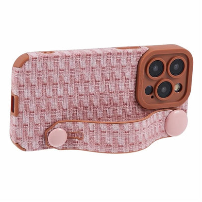 For iPhone 14 Pro Cover Wristband Anti-fall Cloth Coated TPU Cell Phone Case