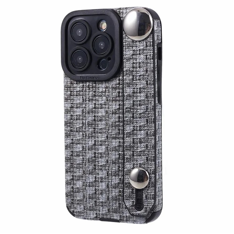 For iPhone 14 Pro Cover Wristband Anti-fall Cloth Coated TPU Cell Phone Case