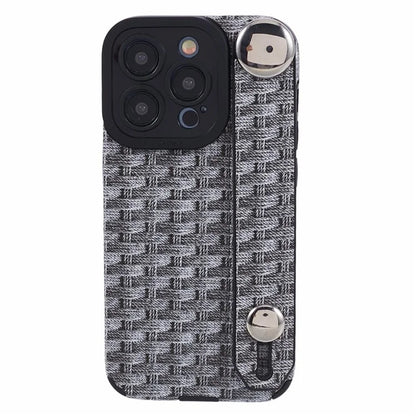 For iPhone 14 Pro Cover Wristband Anti-fall Cloth Coated TPU Cell Phone Case