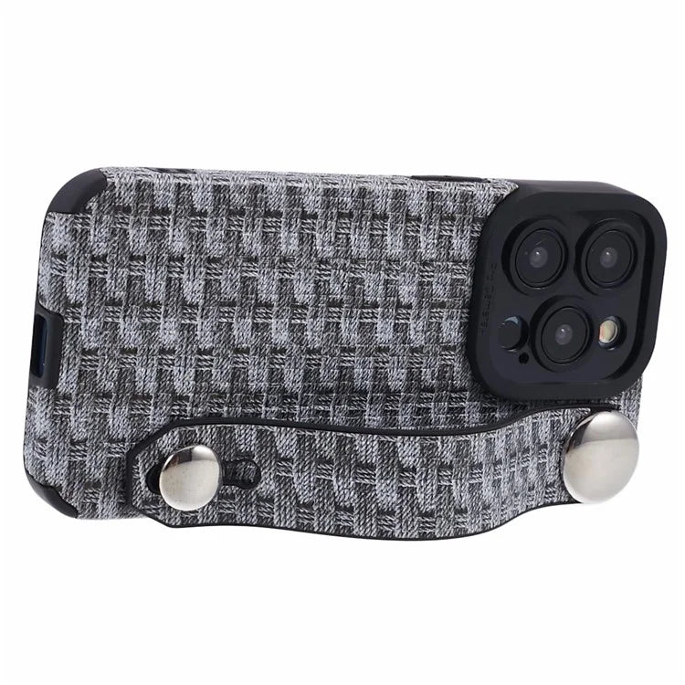 For iPhone 14 Pro Cover Wristband Anti-fall Cloth Coated TPU Cell Phone Case