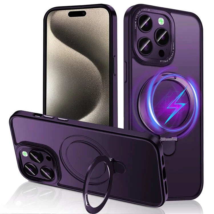 For iPhone 15 Pro Max Case Compatible with MagSafe Matte PC+Silicone Smartphone Cover