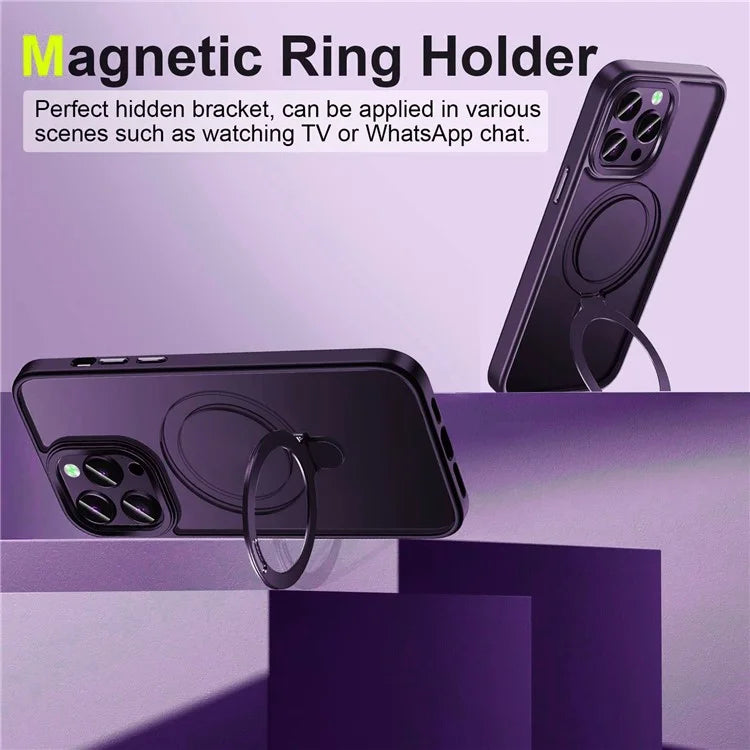 For iPhone 15 Pro Max Case Compatible with MagSafe Matte PC+Silicone Smartphone Cover