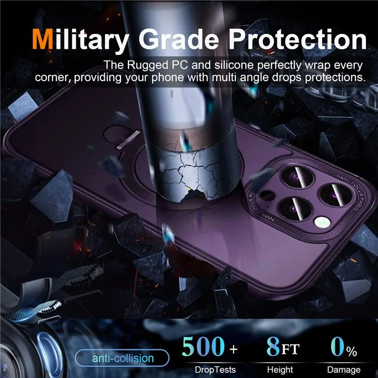 For iPhone 15 Pro Max Case Compatible with MagSafe Matte PC+Silicone Smartphone Cover