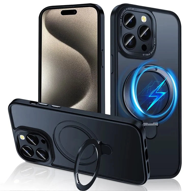 For iPhone 15 Pro Max Case Compatible with MagSafe Matte PC+Silicone Smartphone Cover