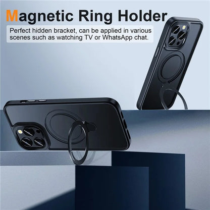 For iPhone 15 Pro Max Case Compatible with MagSafe Matte PC+Silicone Smartphone Cover