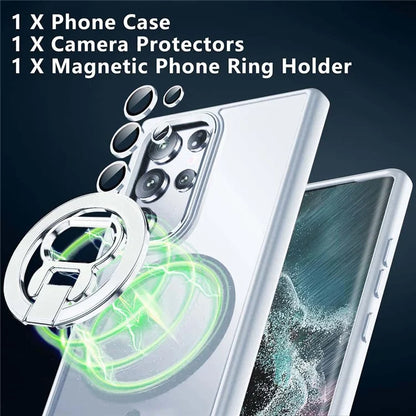 For Samsung Galaxy S24 Ultra Magnetic Case Kickstand Phone Cover with Lens Protector