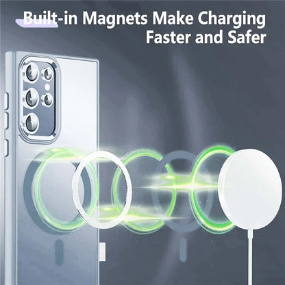 For Samsung Galaxy S24 Ultra Magnetic Case Kickstand Phone Cover with Lens Protector