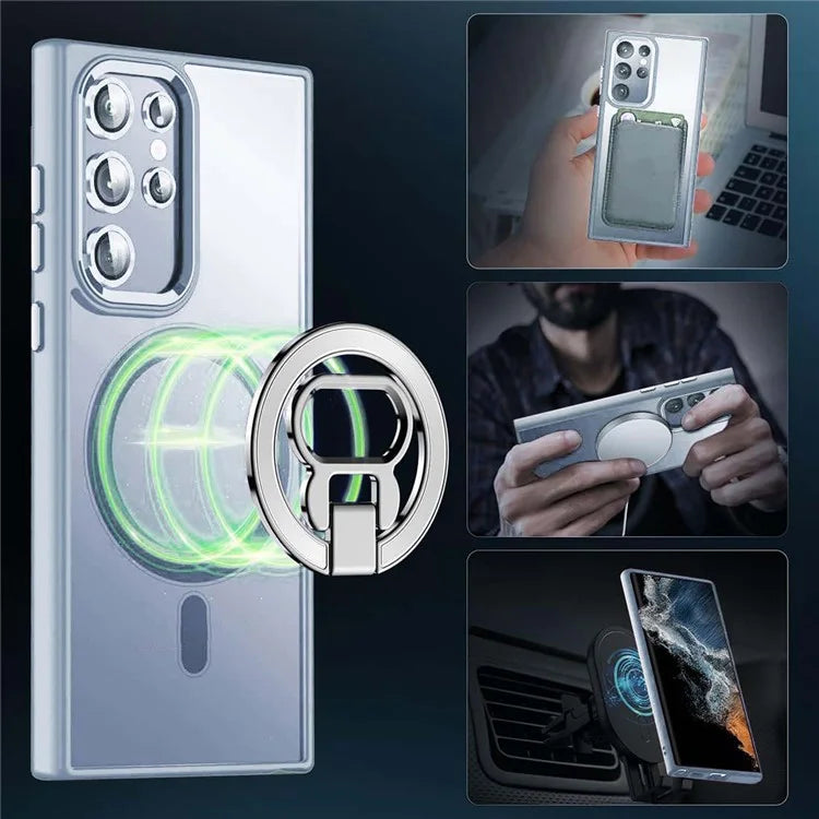 For Samsung Galaxy S24 Ultra Magnetic Case Kickstand Phone Cover with Lens Protector