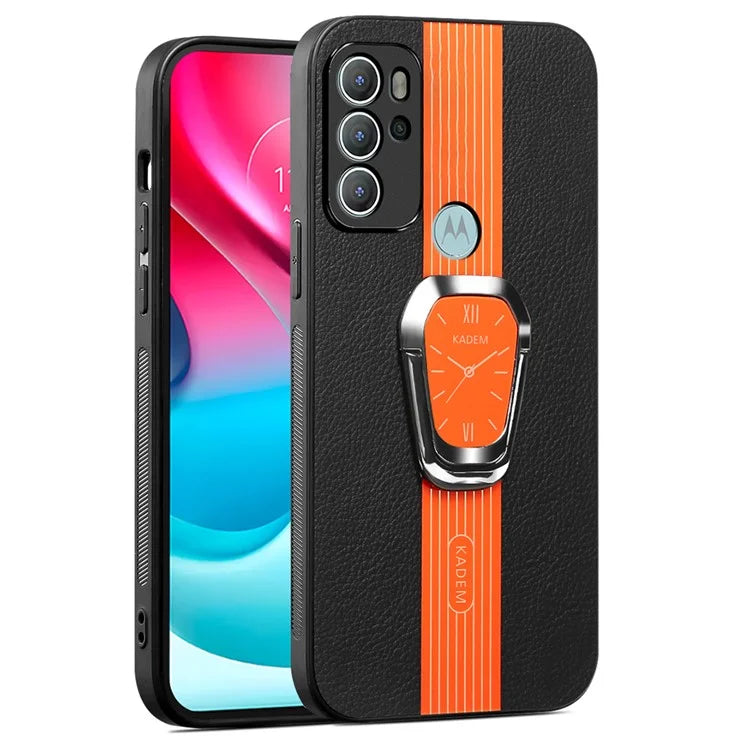 KADEM For Motorola Moto G60S Case Watch Pattern PU Leather+TPU+Acrylic Phone Back Shell