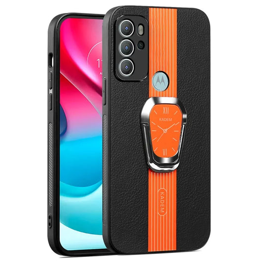 KADEM For Motorola Moto G60S Case Watch Pattern PU Leather+TPU+Acrylic Phone Back Shell