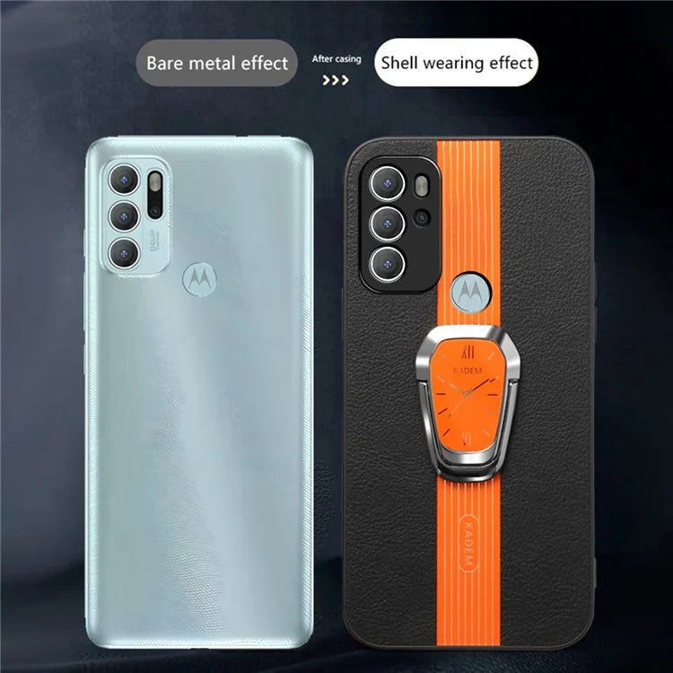 KADEM For Motorola Moto G60S Case Watch Pattern PU Leather+TPU+Acrylic Phone Back Shell