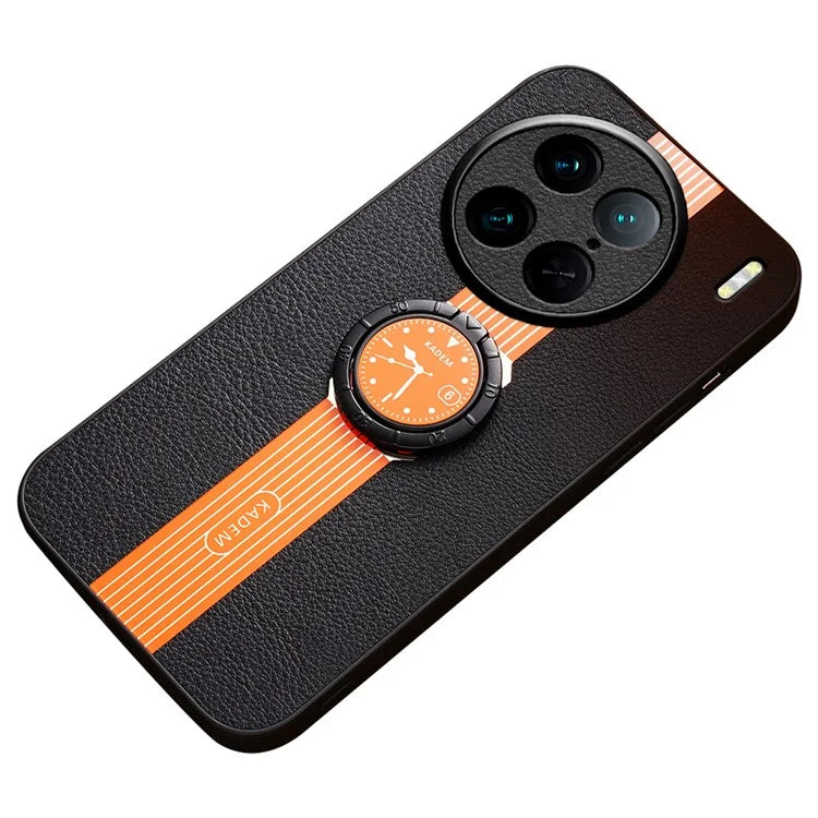 KADEM For vivo X90 Pro 5G Case PU Leather Coated Acrylic+TPU Phone Cover with Kickstand