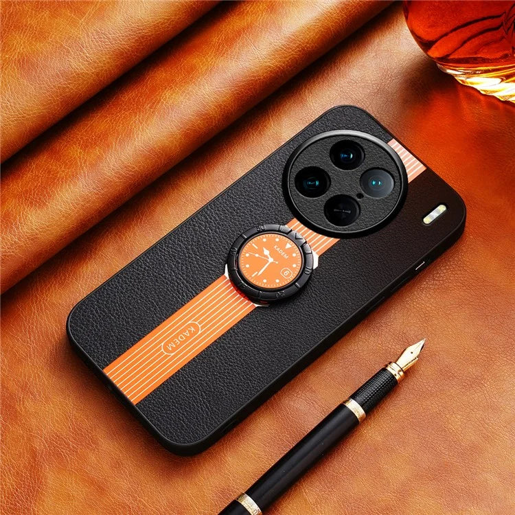 KADEM For vivo X90 Pro 5G Case PU Leather Coated Acrylic+TPU Phone Cover with Kickstand