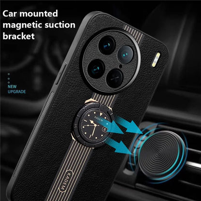 KADEM For vivo X90 Pro 5G Case PU Leather Coated Acrylic+TPU Phone Cover with Kickstand