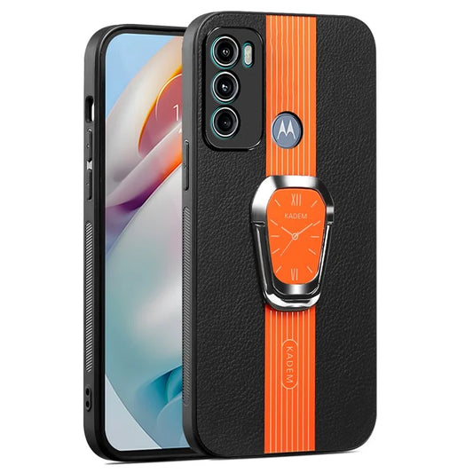 KADEM For Motorola Moto G60 / G40 Fusion Case PU Leather Coated Acrylic+TPU Cell Phone Guard Cover