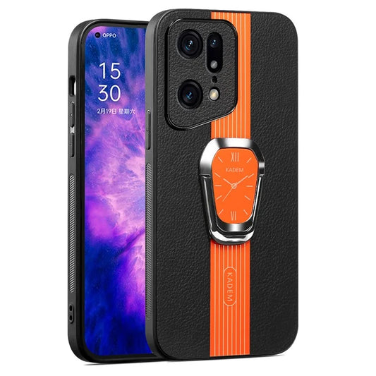 KADEM For Oppo Find X5 Pro Case Folding Kickstand Anti-drop Leather Coated Phone Cover