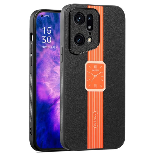 KADEM For Oppo Find X5 Pro Case PU Leather+Acrylic+TPU Watch Pattern Cellphone Cover
