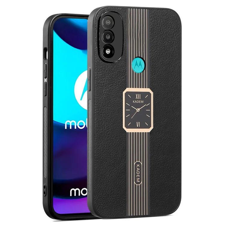 KADEM For Motorola Moto E20 / E30 / E40 Phone Case PU Leather+TPU+Acrylic Electroplated Cover