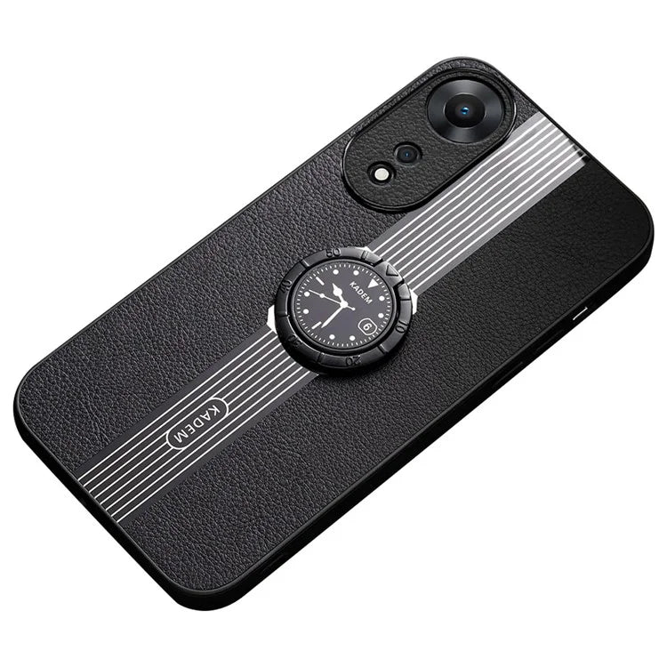 KADEM For Oppo A58 5G / A58x 5G / A78 5G / A1x 5G Protective Case Ring Kickstand PU+TPU+Acrylic Slim Phone Cover