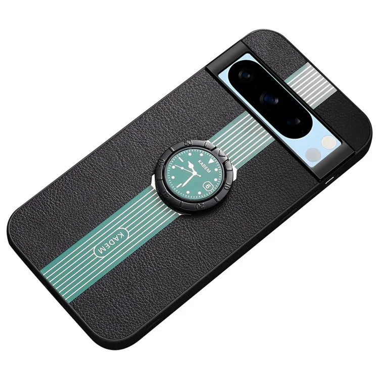 KADEM For Google Pixel 8 Pro Case Drop Resistant Ring Kickstand Leather+Acrylic+TPU Phone Cover