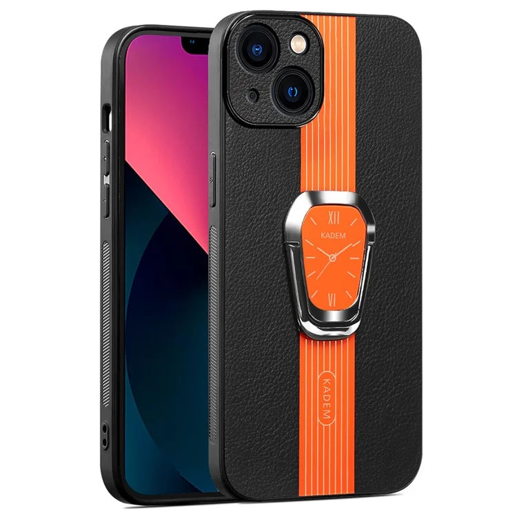 KADEM For iPhone 13 Case Liquid PU Leather+TPU+Acrylic Watch Pattern Phone Cover