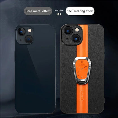 KADEM For iPhone 13 Case Liquid PU Leather+TPU+Acrylic Watch Pattern Phone Cover