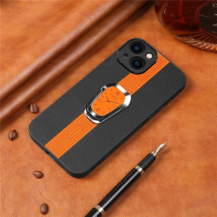 KADEM For iPhone 13 Case Liquid PU Leather+TPU+Acrylic Watch Pattern Phone Cover