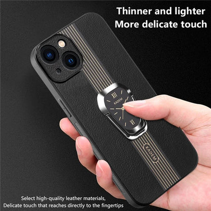 KADEM For iPhone 13 Case Liquid PU Leather+TPU+Acrylic Watch Pattern Phone Cover