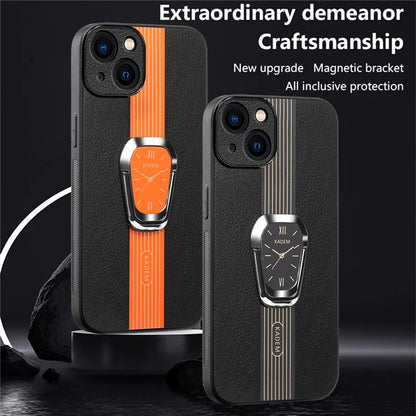 KADEM For iPhone 13 Case Liquid PU Leather+TPU+Acrylic Watch Pattern Phone Cover