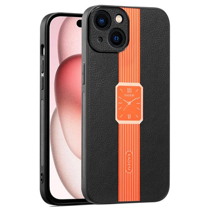 KADEM For iPhone 15 Case Leather+Acrylic+TPU Stylish Watch Pattern Phone Cover