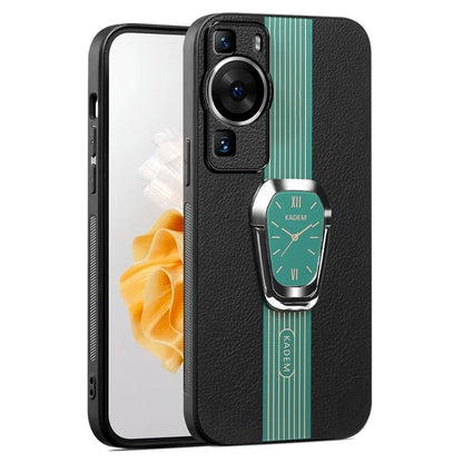 KADEM For Huawei P60 / P60 Pro Case Kickstand TPU+Acrylic Phone Cover with PU Leather Coating