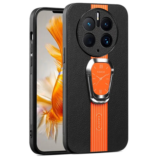KADEM For Huawei Mate 50 Pro 4G Case Anti-drop TPU+Acrylic Phone Cover with PU Leather Coating- Orange