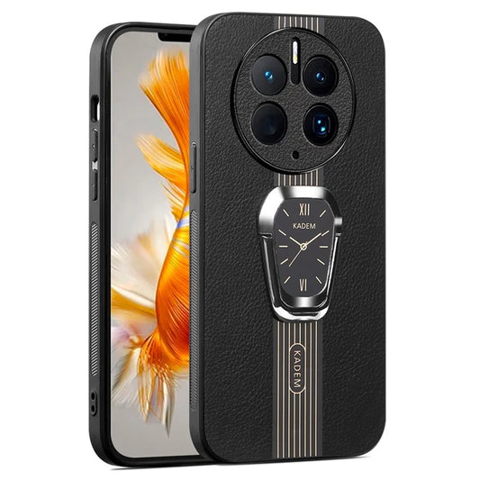 KADEM For Huawei Mate 50 Pro 4G Case Anti-drop TPU+Acrylic Phone Cover with PU Leather CoatedBlack
